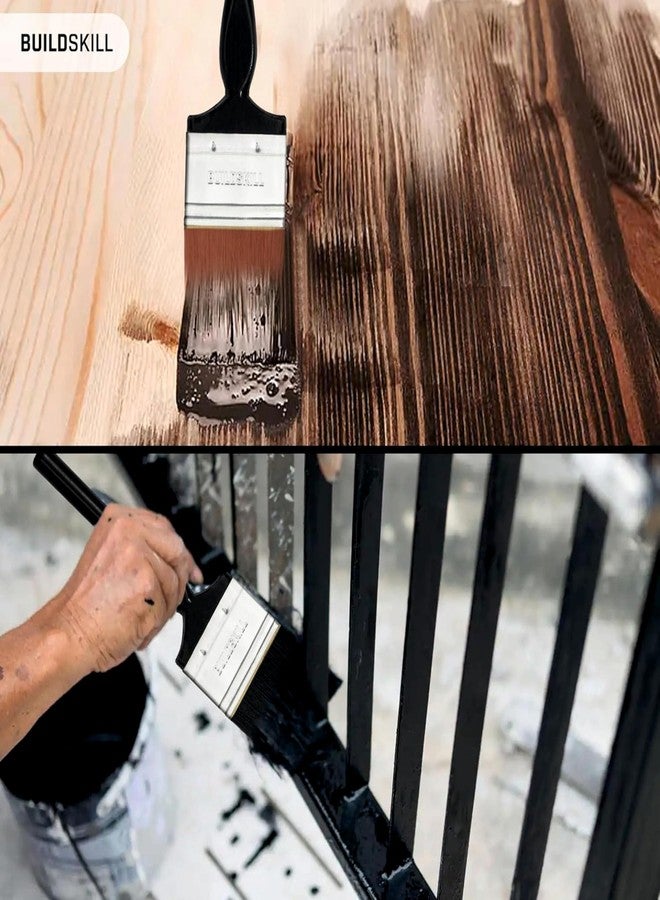 BUILDSKILL مجموعة فرش طلاء BUILDSKILL مكونة من 4 قطع | المقاسات: 1 بوصة، 2 بوصة، 3 بوصة، 4 بوصة | فرشاة طلاء بشعيرات ناعمة للجدران | فرش طلاء متينة وسميكة للنوافذ والأبواب | لمسة نهائية ناعمة | فرش طلاء للاستخدام المنزلي والمهني - Image 4